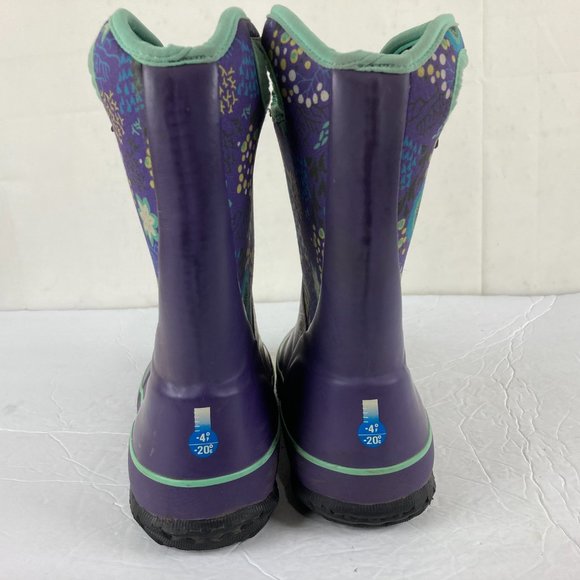 Bogs Girls Sz 3 Purple Winter Snow / Rain Mud Boots Insulated Waterproof - Picture 7 of 9